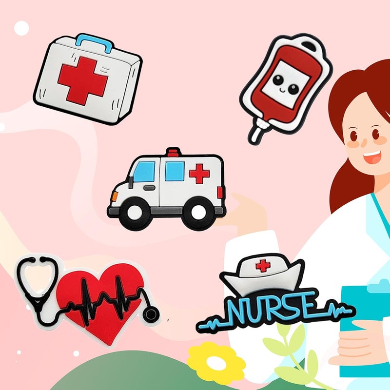 BULKITEM 25 Pcs Gamer, Summer, Nurse, Pink, Hunting, Black,USA american flag crocs,Shoe Charms, Cute Shoe Accessories Gifts Charms for Teens Kids Adults - Image 2